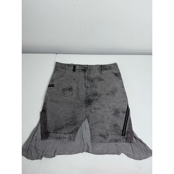 Rare Elisa Cavaletti Avant Garde Denim Bohemian Skirt Zipper Size M See Notes - Picture 1 of 13